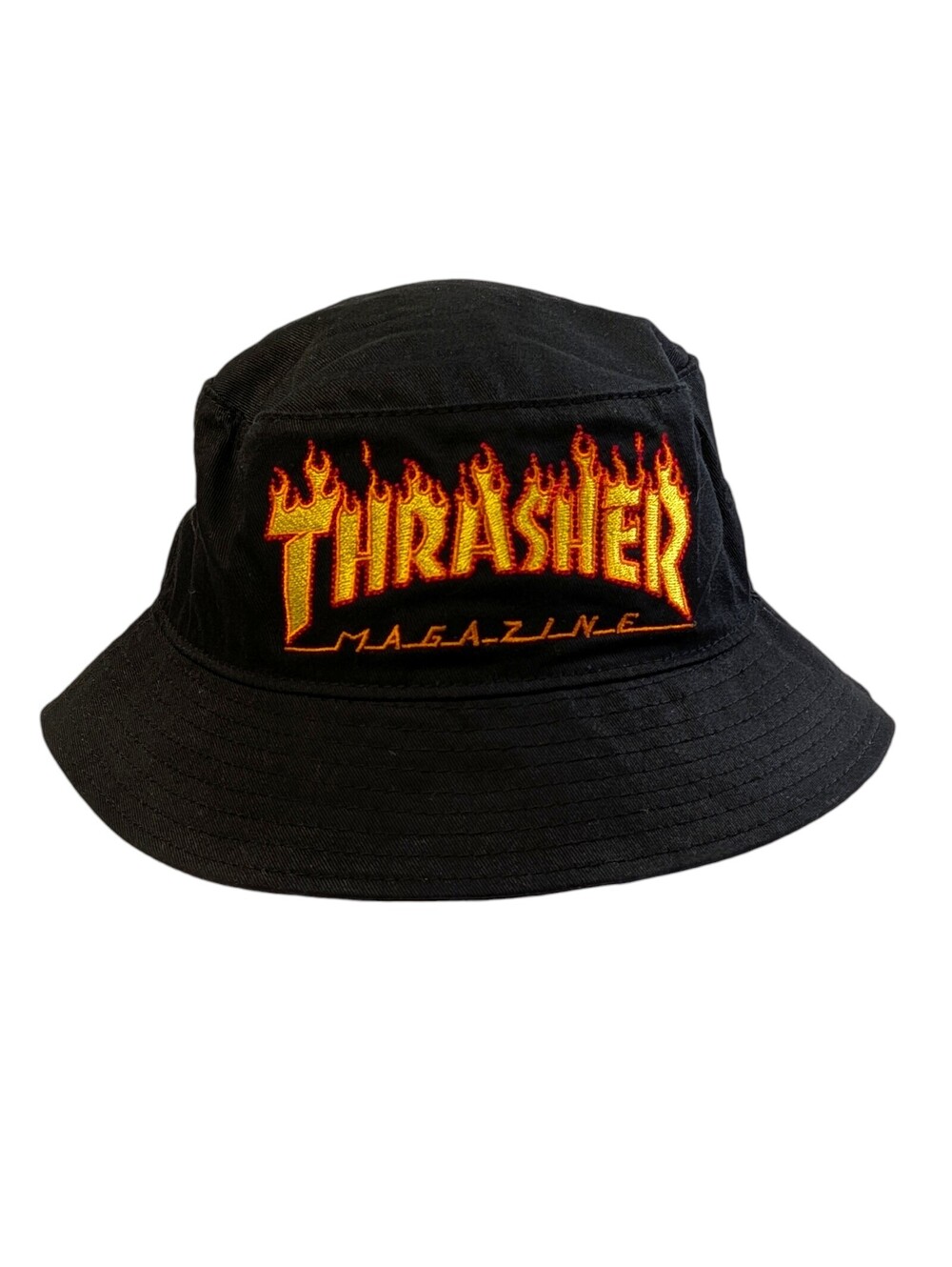 Thrasher Bucket Hat Unisex OS Black Good Flame Logo Magazine Embroidered Skater